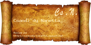 Csanády Nanetta névjegykártya